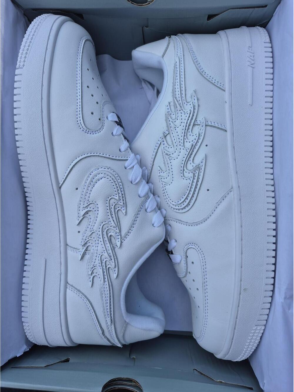 NAF All White Flame Custom Air Forces Size 14 Mens